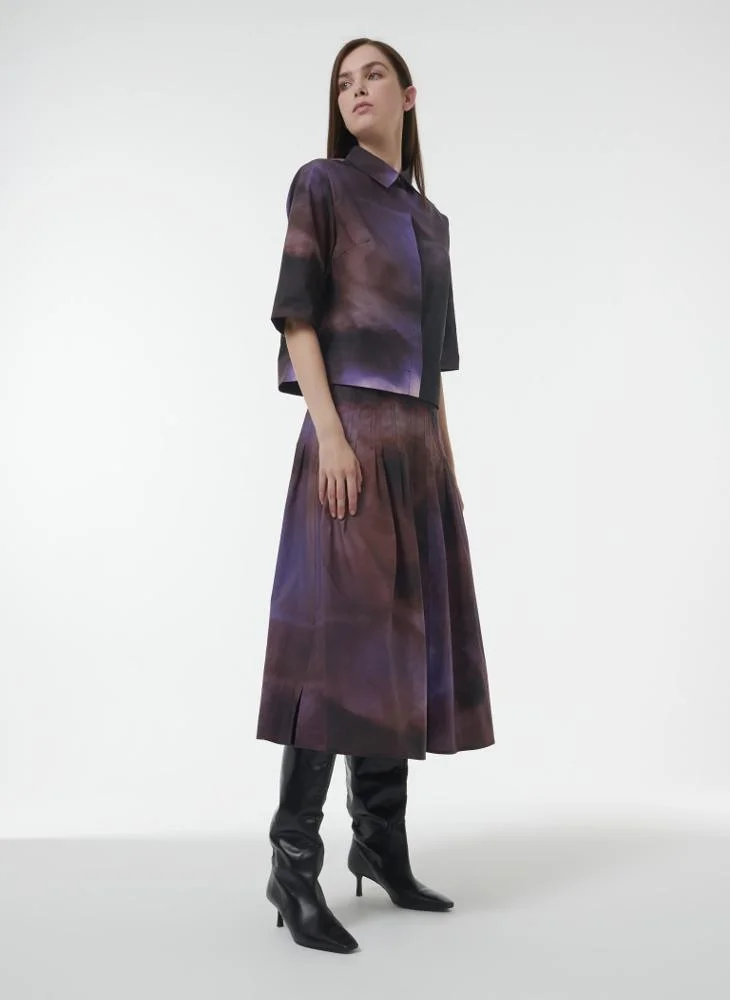 Leem Flare Skirt With Pleat Detail - Shorter Length