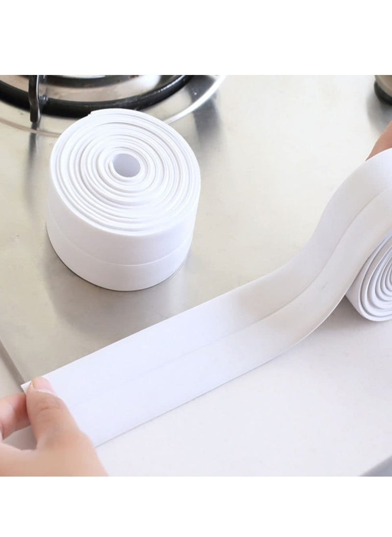 Cool Baby COOLBABY 2pcs Tub and Wall Caulk Strip Kitchen Caulk Tape Corner Joints Moisture-proof and Mildew-proof Protection Stickers Anti-collision Strips(3.8 cm X 3.2 Meters)White  - Image 2