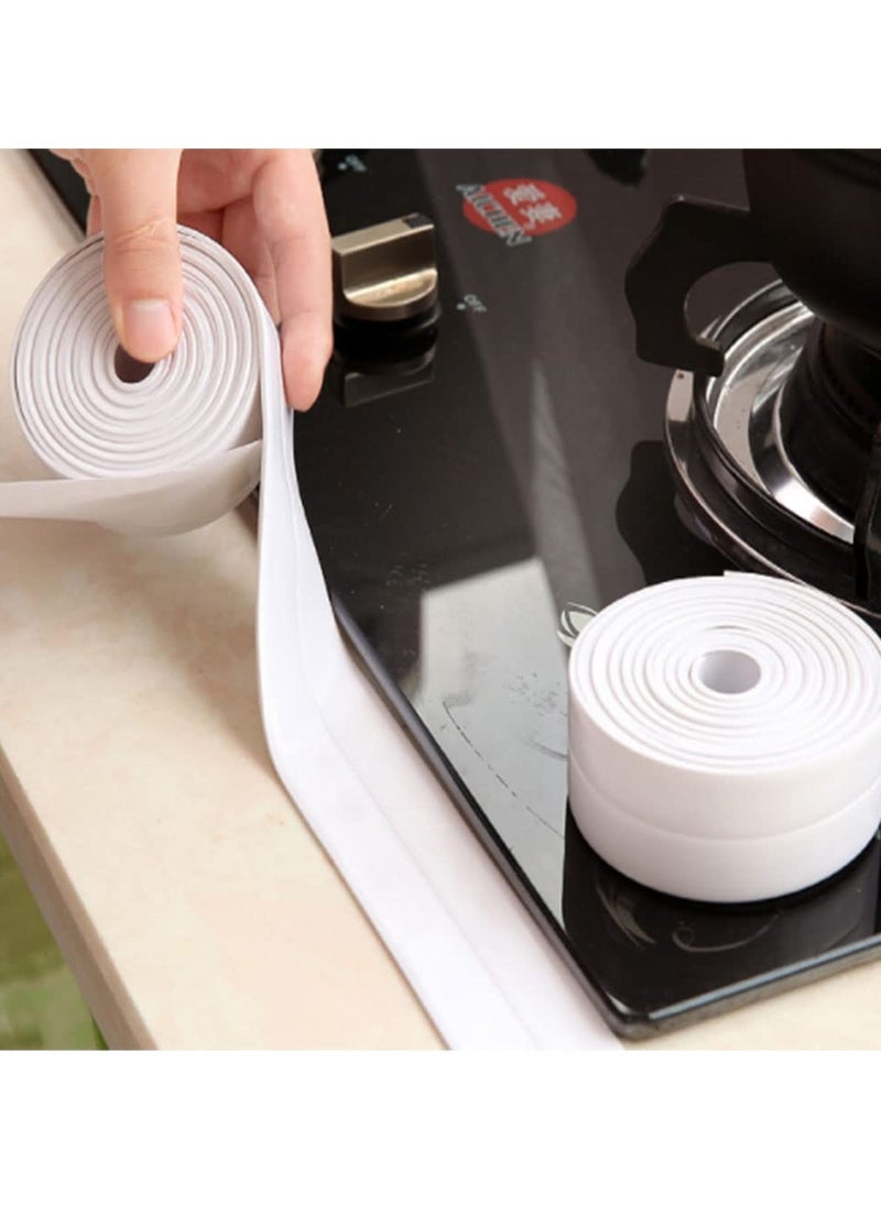 Cool Baby COOLBABY 2pcs Tub and Wall Caulk Strip Kitchen Caulk Tape Corner Joints Moisture-proof and Mildew-proof Protection Stickers Anti-collision Strips(3.8 cm X 3.2 Meters)White  - Image 5