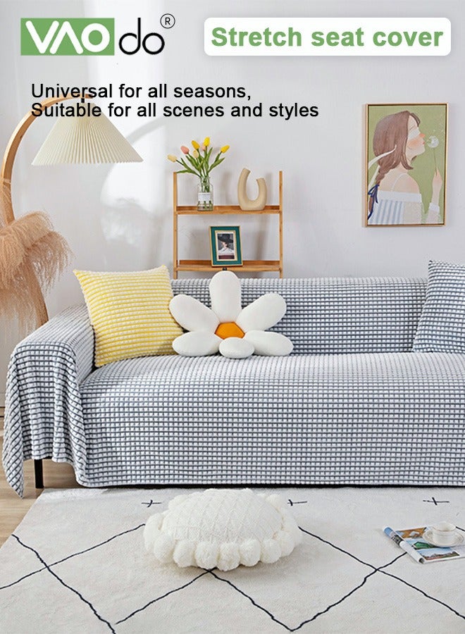 VAOdo Sofa Covers, Solid Color Couch Covers for Sectional Sofa, Washable Breathable Love Seat, for 2 Cushion Couch, Living Room Furniture Protector for Dogs Pets, Blue 180*230CM - Image 4