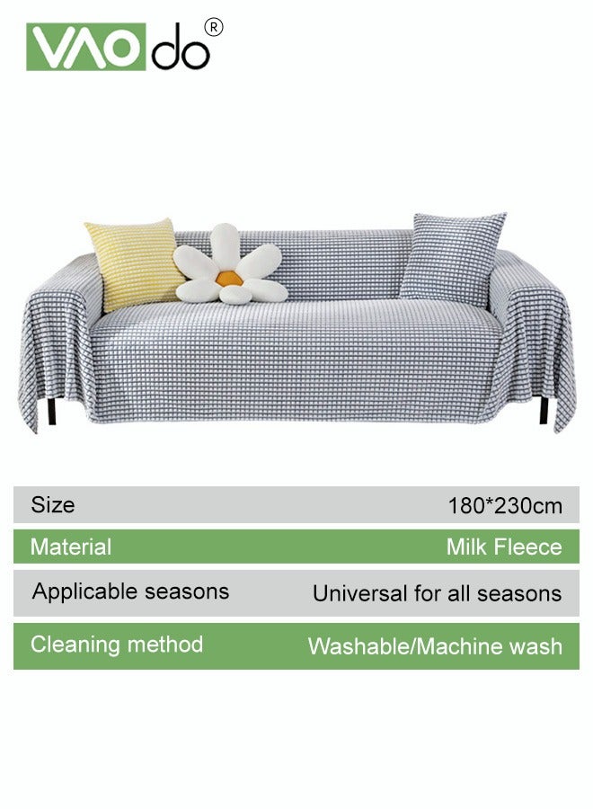 VAOdo Sofa Covers, Solid Color Couch Covers for Sectional Sofa, Washable Breathable Love Seat, for 2 Cushion Couch, Living Room Furniture Protector for Dogs Pets, Blue 180*230CM - Image 3