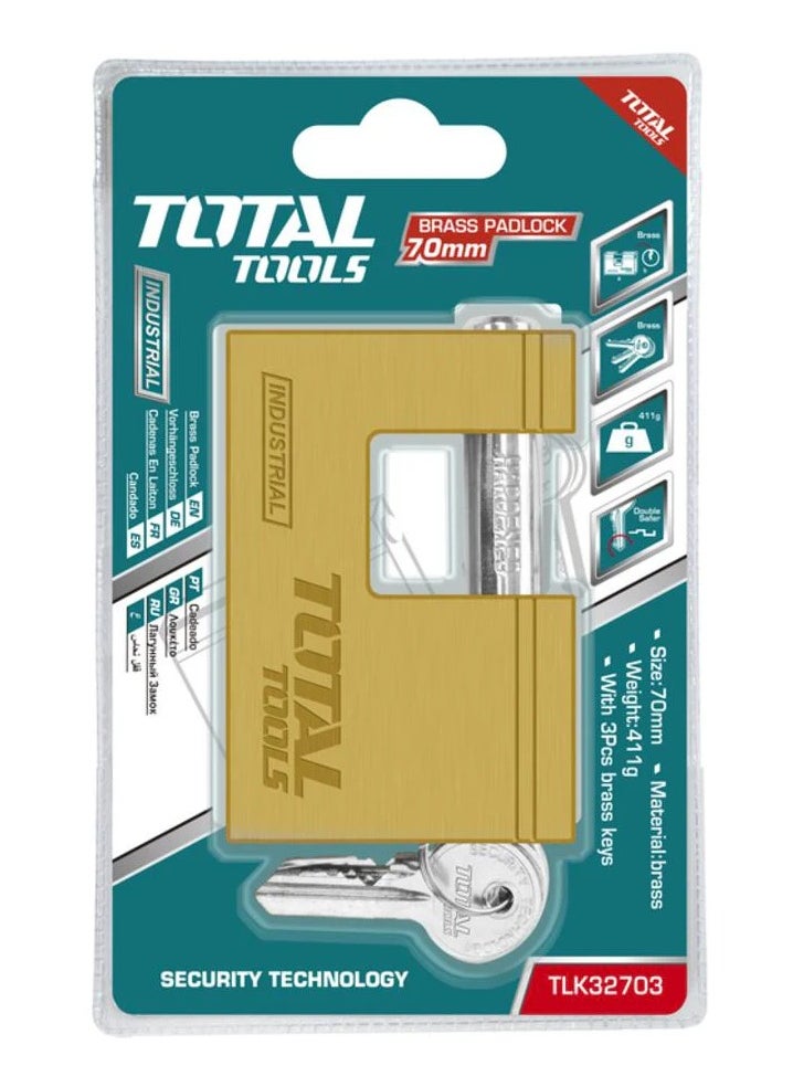 TOTAL - TOTAL Brass Block Padlock 70mm TLK32703 - Image 1