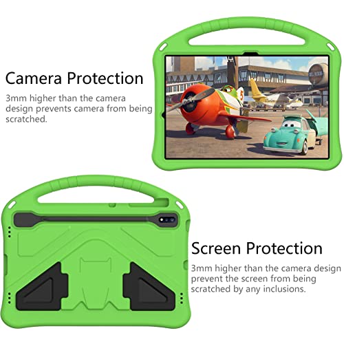 Dteck Case For Samsung Galaxy Tab S10+/S9+/S7 FE/Galaxy Tab S8+ - Kids Friendly Lightweight EVA Shockproof Handle Stand Protective Case, Green - Image 5