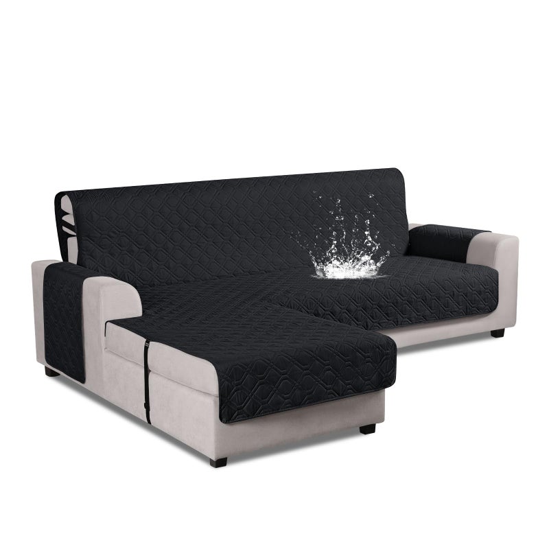 VANSOFY Upgraded Sectional Couch Covers 100% Waterproof L Shaped Sofa Slipcover Reversible Chaise Lounge Cover for Sectional Sofa Furniture Protector Cover for Pets Dog Cat(Small, Black) - Image 1
