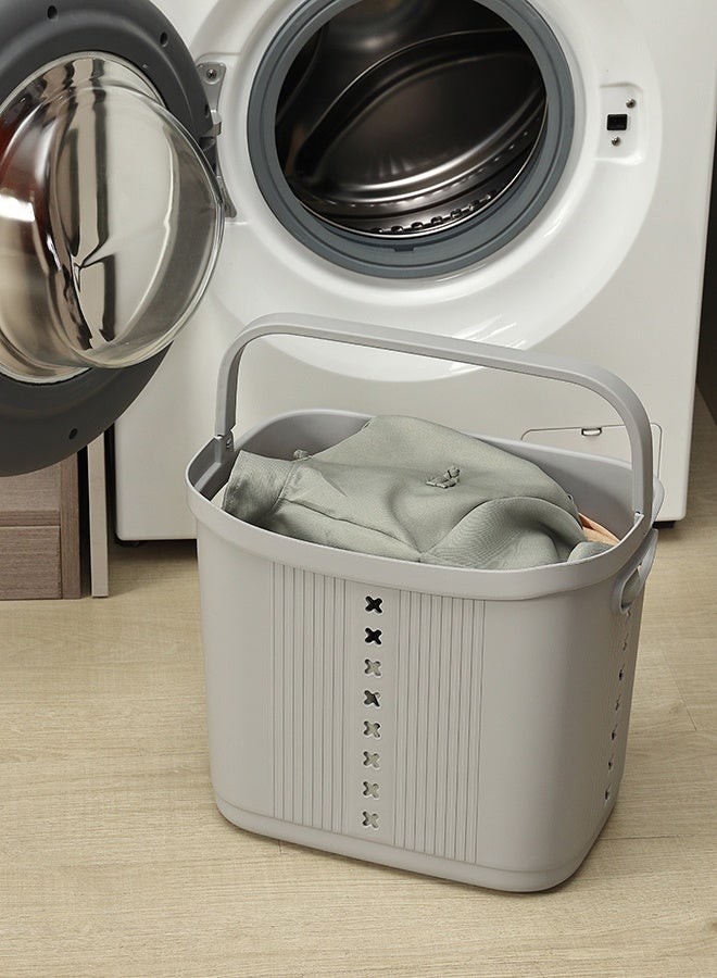 LAWAZIM Plastic Laundry Basket - Grey - 35L Laundry Hamper with Comfortable Handles, Easy-Clean Surface, Durable Build, and Ventilated Design - for Clothes, Storage, Bathrooms, and Home Organization - Image 1
