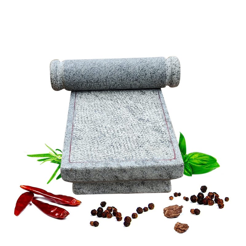 EZAHK EZAHK Ammikallu Grinding Stone Hand Grinder SIL Batta Large Size for Kitchens13x85 inch Natural Granite Stone  - Image 1