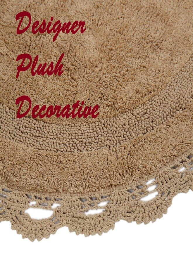 WARISI - Crochet Collection - Designer, Plush 100% Cotton Round, Oval Bath Area Rug (24 inches, Grey) - Image 3