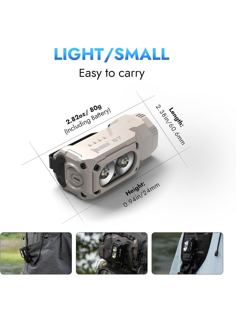 WUBEN E7 1800 Lumen Rechargeable Mini Flashlight with Magnet - Super Bright 6 Modes Khaki EDC Flashlight, Typ-C Rechargeable LED; IPX8 Pocket Flashlight for Headlamp Use, Rescue, Camping - Image 4