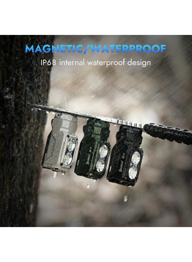 WUBEN E7 1800 Lumen Rechargeable Mini Flashlight with Magnet - Super Bright 6 Modes Khaki EDC Flashlight, Typ-C Rechargeable LED; IPX8 Pocket Flashlight for Headlamp Use, Rescue, Camping - Image 3