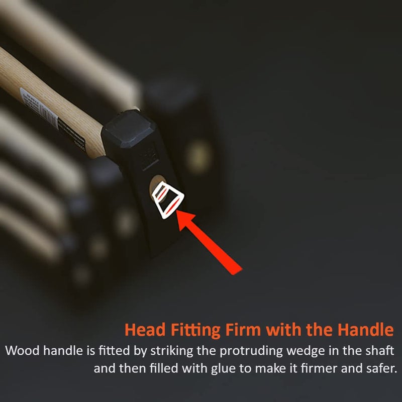 Harden 1000 grams 1KG Professional Machinist Hammer With Wood Handle Forged Carbon Steel Head 590020 - Image 3