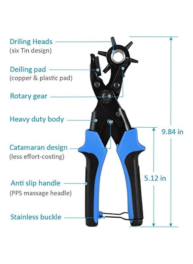 بي دبليو اس جاي اداة ثق الجلد لثق الاحزمة  خرامة ومسطرة قياس  اداة قطع وازالة لثق الجلود والاحزمة والمطاط واللاستيك الخ - Image 4