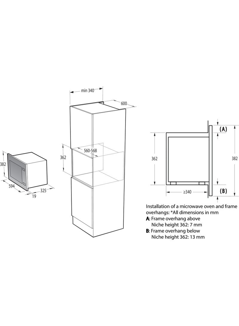 جنرال جولدن فرن ميكروويف جنرال جولدن 25 لتر مدمج، شواية، شاشة عرض رقمي، 1450 واط، سطح فولاذي كامل. لون أسود - Image 3