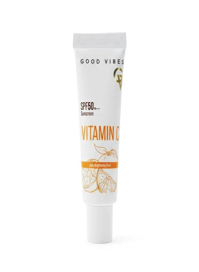 Good Vibes Vitamin C SPF 50 PA++++ Sunscreen | Brightening & Hydrating | 3% Niacinamide + Hyaluronic Acid | No White Cast, Lightweight & Non-Sticky | Daily Glow Sun Protection For All Skin Types - 50 gm - Image 1