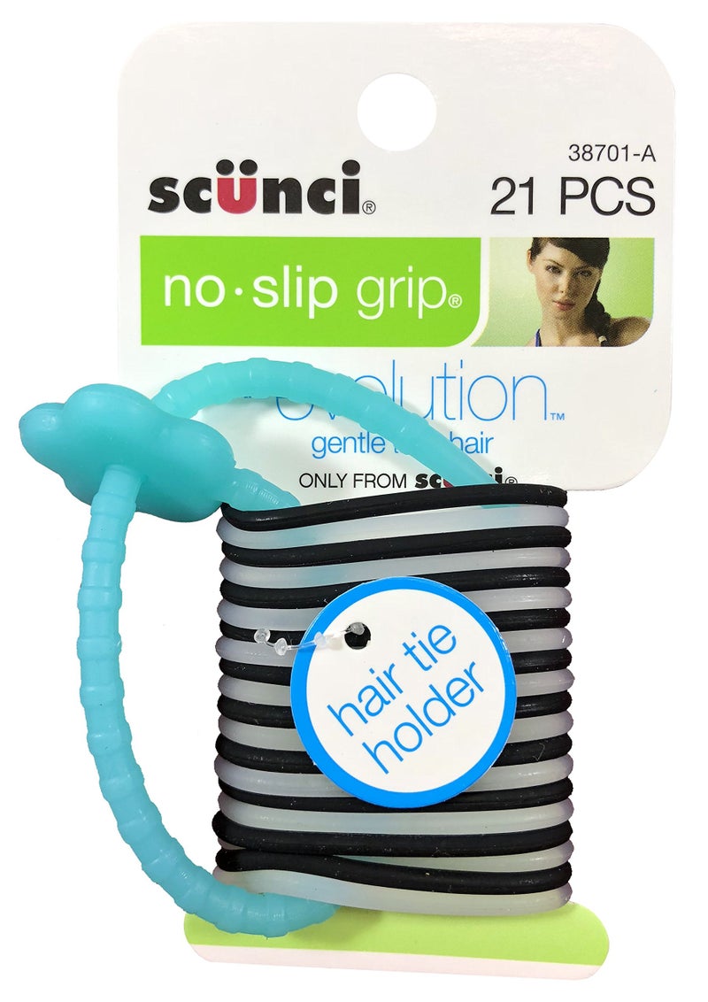 Scunci No-Slip Grip Gel Evolution Ponytailers with Holder,21-Pieces per pack,1-Pack - Image 1