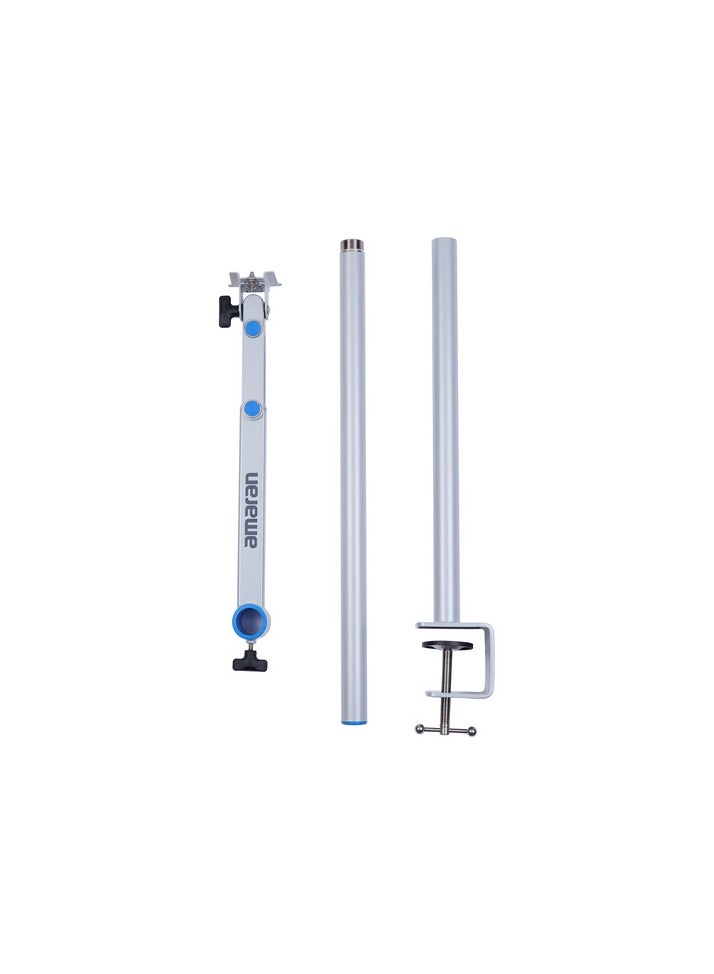 أبتشر حامل مشبك المكتب Aputure Amaran لطراز Verge وVerge Max (فضي) – حامل متين قابل للتعديل لأضواء الفيديو والشاشات - Image 1