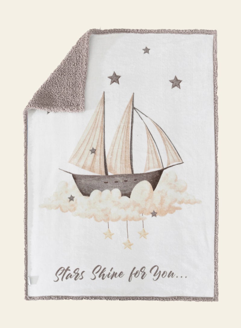 Morano Baby Lulu Blanket, 2 Ply Bonded Blanket, Fuzzy Sherpa Backside, Ivory Color Material 100% Polyester Size 90 x 120 cm (Starlight) - Image 2