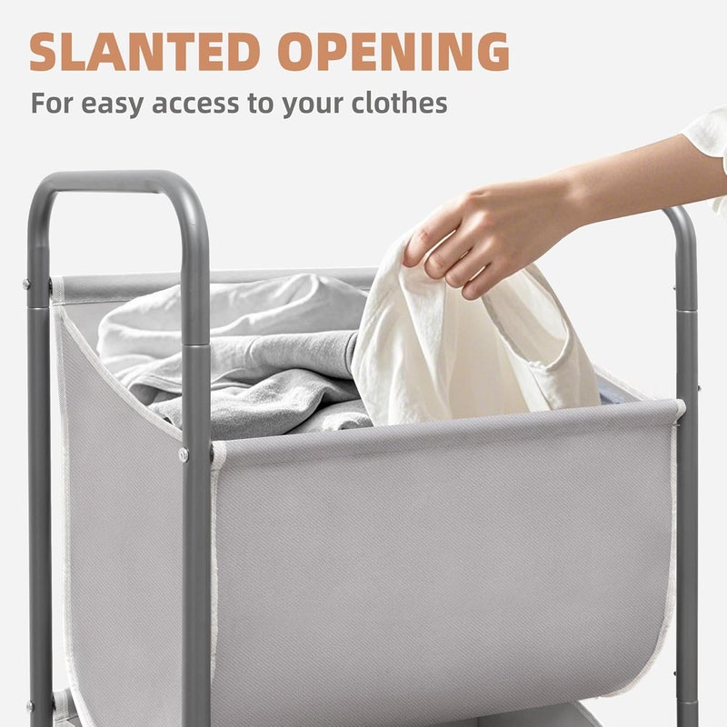STORAGE MANIAC Vertical Rolling Laundry Hamper, 4 Section Laundry Sorter with Wheels and 2 Breaks, 4-tier Laundry Baskets for Small Space, Dorm, Laundry Room, Closet, Bathroom, Gray 4-tier - Image 2