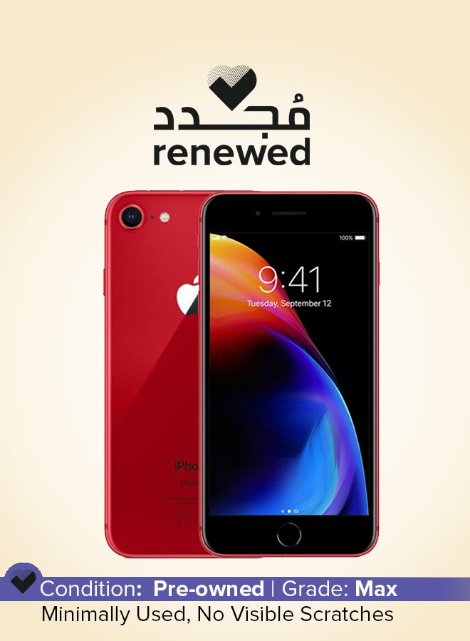 ابل  مُجدد - آيفون 8 بخاصية فيس تايم  بلون أحمر وذاكرة سعة 64 جيجابايت يدعم تقنية 4G LTE - Image 1