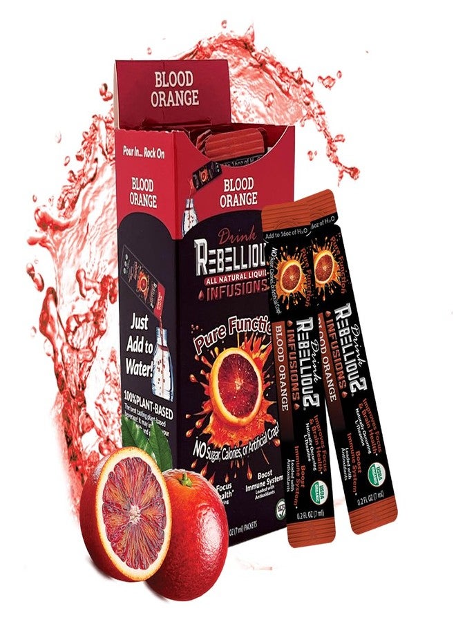 Rebellious Blood Orange Organic Drink Mix – Organic Zero Calorie Energy Drink Mix | Monk Fruit & Green Tea Extract | L-Theanine + Natural Caffeine | 100% Plant-Based | Pack of 10 | Keto,Gluten-Free - Image 1