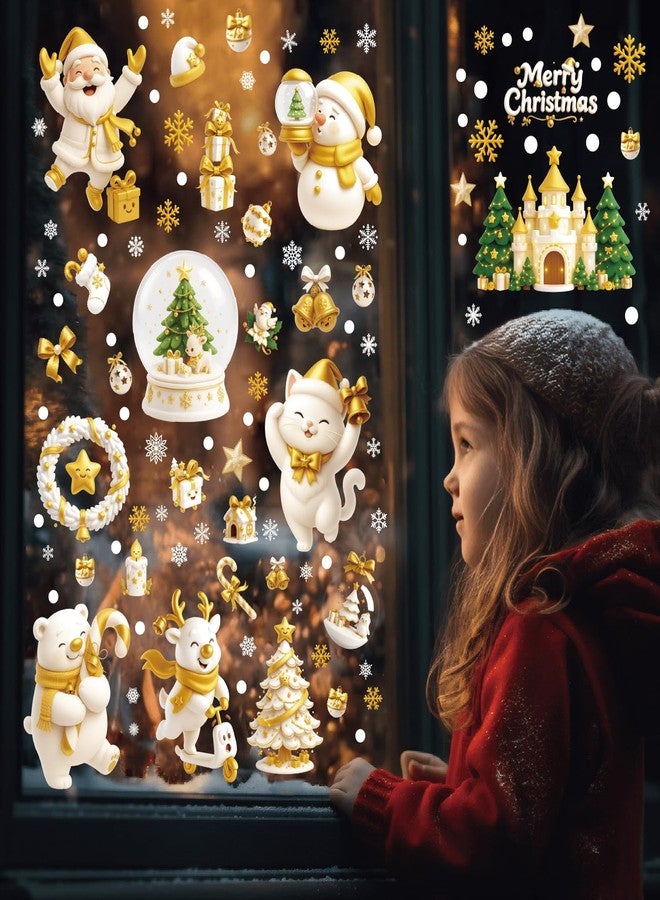 OCOUYVD Christmas Window Clings 9 Sheet Christmas Decals Double Sided Printed Self Adhesive Window Decorations Santa Claus ＆ Snowman Window Stickers & Decals for Home, School, Office & Party Supplies - Image 1