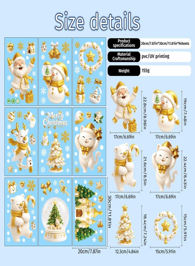 OCOUYVD Christmas Window Clings 9 Sheet Christmas Decals Double Sided Printed Self Adhesive Window Decorations Santa Claus ＆ Snowman Window Stickers & Decals for Home, School, Office & Party Supplies - Image 4