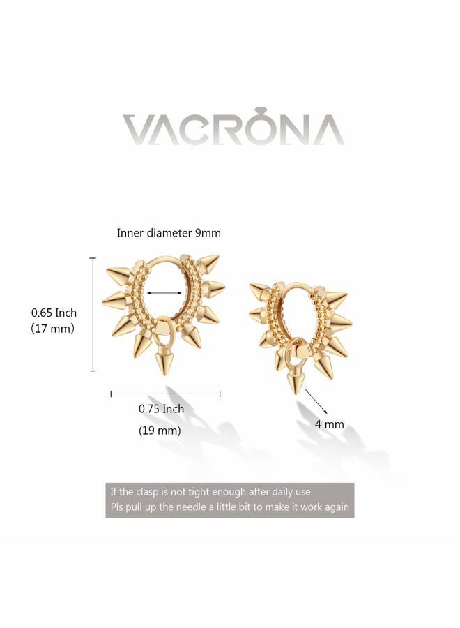 VACRONA Gold Cuff Earrings Huggie Earrings for Women 14k Gold Plated Small Huggie Hoop Earrings, Metal - Image 4