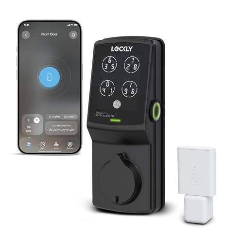 Lockly Secure Pro Deadbolt, Wi-Fi Smart Lock, Keyless Entry Door Lock, Smart Locks for Any Doors, PIN Genie® Keypad, 3D Biometric Fingerprint Sensor, Auto Lock, Rekeying Capability - Matte Black - Image 1