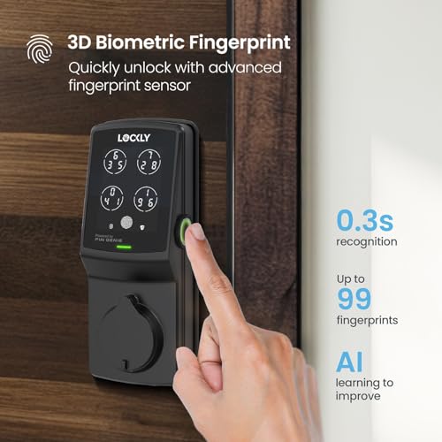 Lockly Secure Pro Deadbolt, Wi-Fi Smart Lock, Keyless Entry Door Lock, Smart Locks for Any Doors, PIN Genie® Keypad, 3D Biometric Fingerprint Sensor, Auto Lock, Rekeying Capability - Matte Black - Image 4