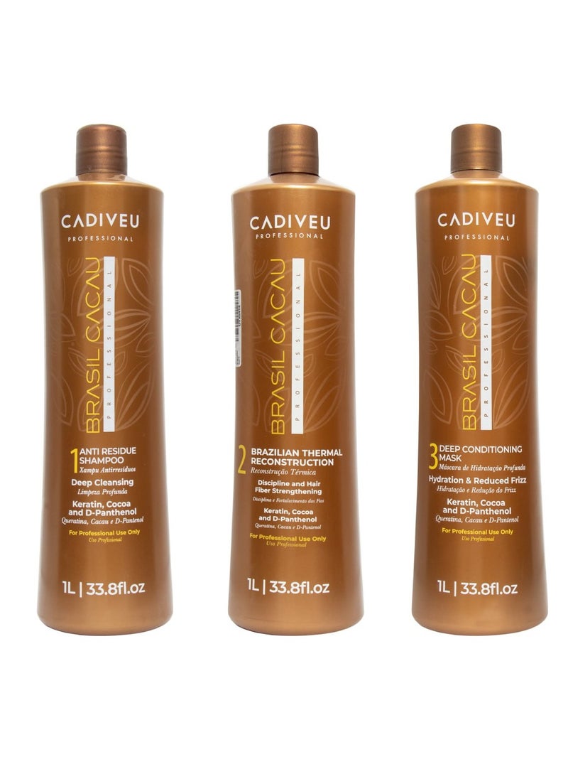 Brasil Cacau - Keratin Hair Treatment Set 3 x 1000 ml - Image 1