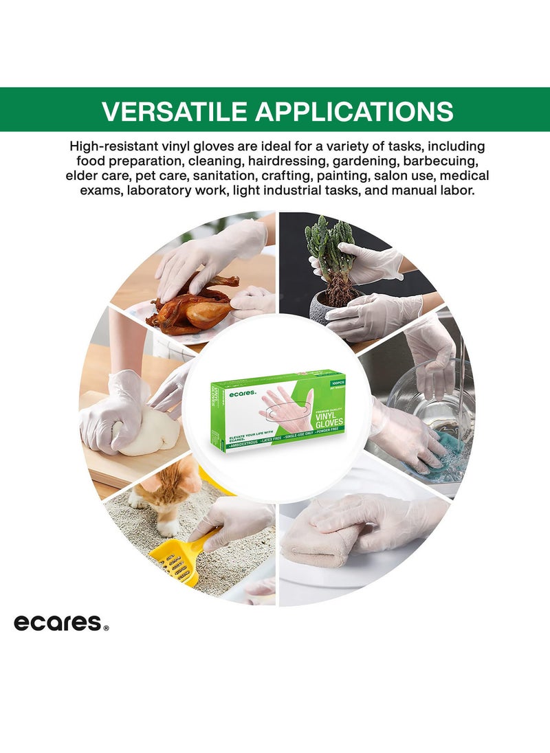 ECARES ECARES® Vinyl Gloves, Latex-Free, Powder-Free, Disposable, Durable and Non-Sterile, For Food Prep, Cleaning, Cooking & Multipurpose Use.  - Image 3