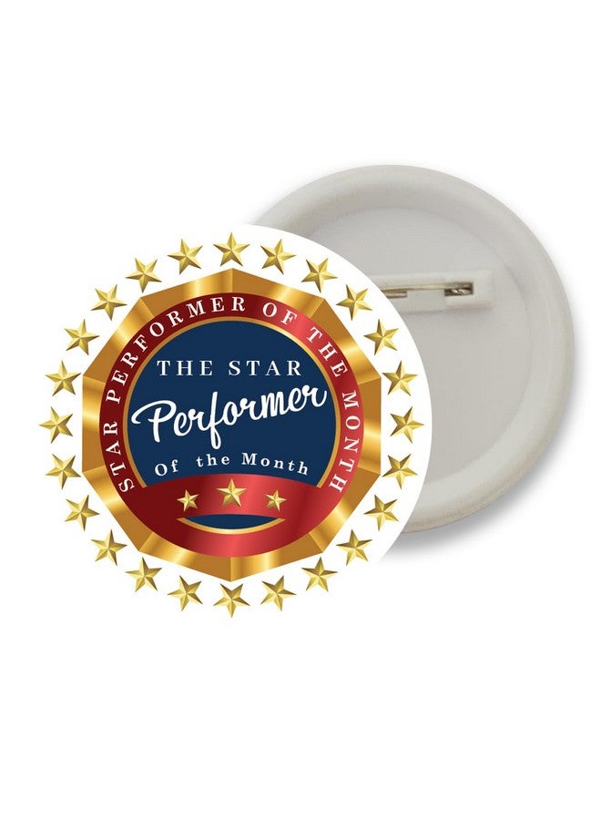 D2c D2C Badges of Star performer of the Month Round Shape Badge For Students Colleges classes Office Small Business entrepreneur batches for Bags, Backpack, Size-58mm Multicolor D4 Pack of 5 