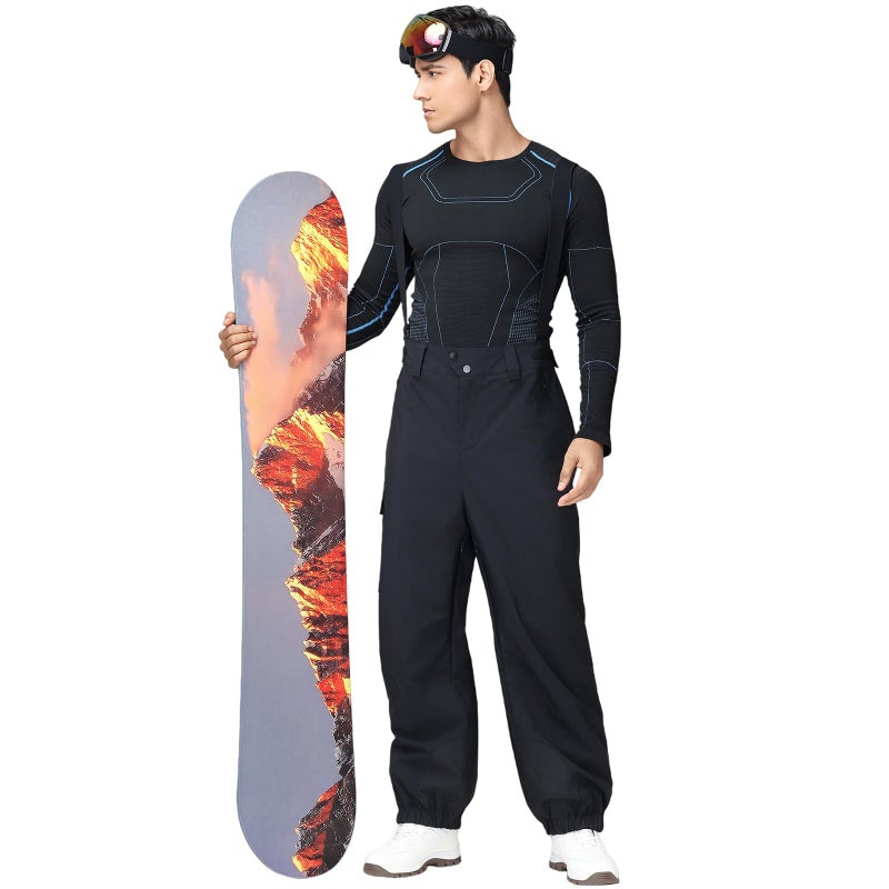 HOTIAN Men Ski Pants Women Baggy Snow Bibs Professional Waterproof Windproof Insulated Warm Winter Snow Pants Overall Black - Image 3