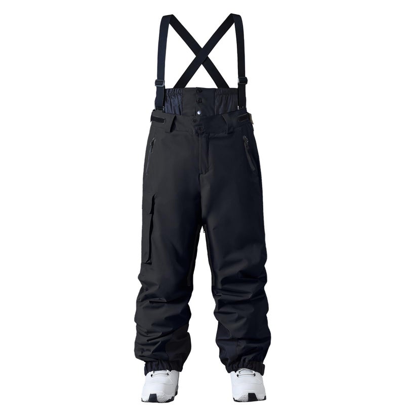 HOTIAN Men Ski Pants Women Baggy Snow Bibs Professional Waterproof Windproof Insulated Warm Winter Snow Pants Overall Black - Image 1