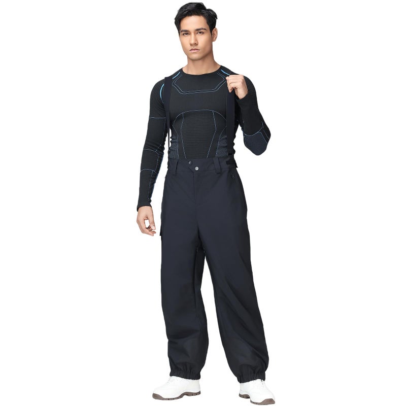 HOTIAN Men Ski Pants Women Baggy Snow Bibs Professional Waterproof Windproof Insulated Warm Winter Snow Pants Overall Black - Image 4