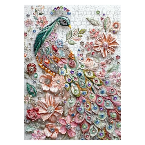 BBOLDIN Beautiful Jewellery Peacock Puzzles for Adults 1000 Pieces Colorful Flower Bird Jigsaw Puzzles Impossible Challenging Puzzle for Adults - Image 1