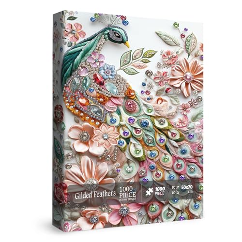BBOLDIN Beautiful Jewellery Peacock Puzzles for Adults 1000 Pieces Colorful Flower Bird Jigsaw Puzzles Impossible Challenging Puzzle for Adults - Image 5