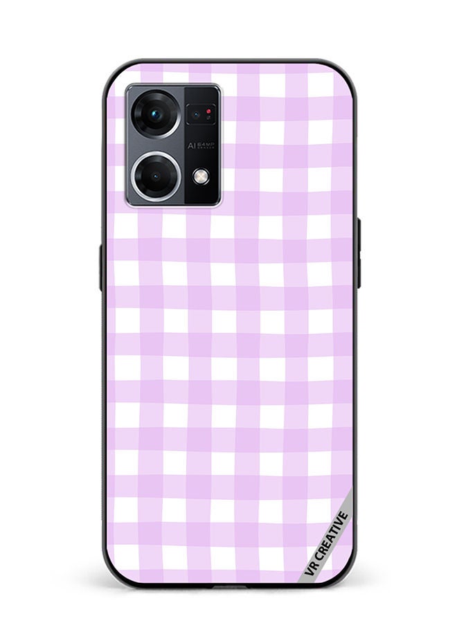 VR CREATIVE Protective Case Cover For Oppo Reno8 4G Classic Checkered Plaid Purple Seamless Pattern Design Multicolour - Image 1