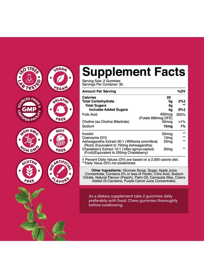 Natures Craft Fertility Gummies for Women Trying to Conceive - Yummy Gummy Fertility Supplement for Women with Myo-Inositol Folic Acid & Vitex Chasteberry - Vegan Non-GMO & Gluten Free - Juicy Peach (30 Servings) - Image 3