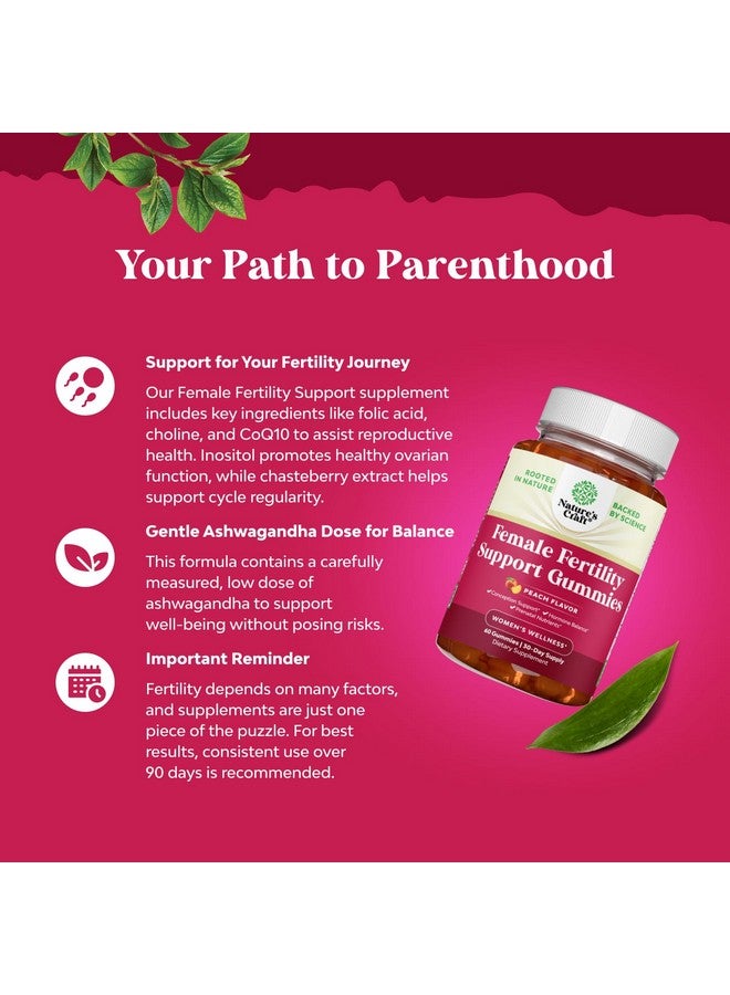 Natures Craft Fertility Gummies for Women Trying to Conceive - Yummy Gummy Fertility Supplement for Women with Myo-Inositol Folic Acid & Vitex Chasteberry - Vegan Non-GMO & Gluten Free - Juicy Peach (30 Servings) - Image 2