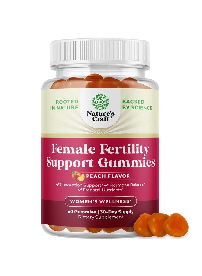 Natures Craft Fertility Gummies for Women Trying to Conceive - Yummy Gummy Fertility Supplement for Women with Myo-Inositol Folic Acid & Vitex Chasteberry - Vegan Non-GMO & Gluten Free - Juicy Peach (30 Servings) - Image 1