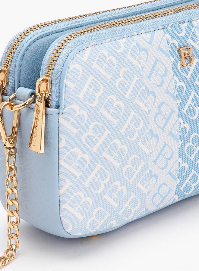 Flora Bella By Shoexpress Flora Bella Monogram Print Crossbody Bag with Chain Strap - Image 3