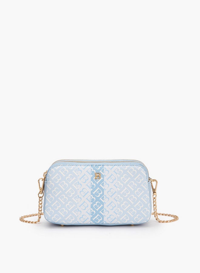Flora Bella By Shoexpress Flora Bella Monogram Print Crossbody Bag with Chain Strap - Image 1