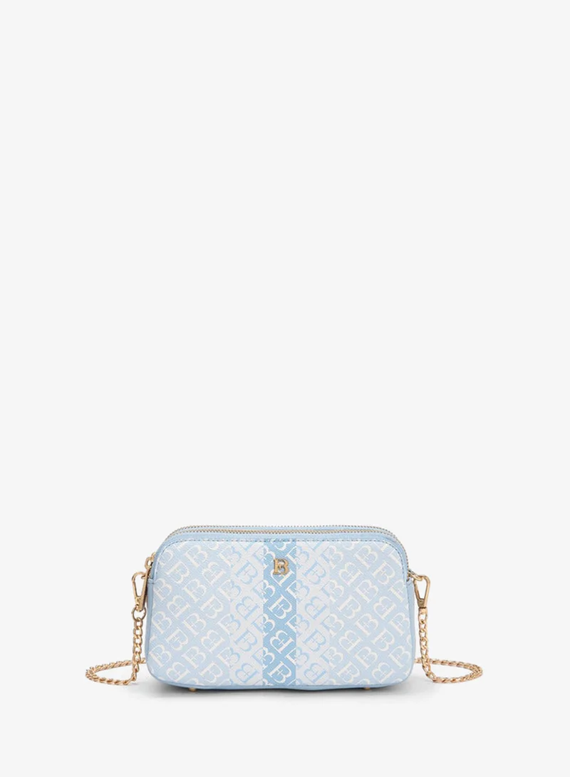 Flora Bella Monogram Print Crossbody Bag with Chain Strap