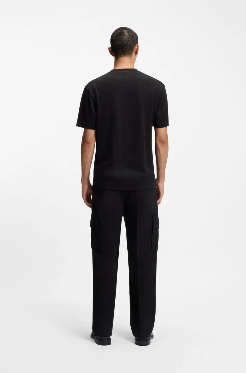 HUGO Black Cotton-jersey T-shirt with maze print for Men | Best Price UAE