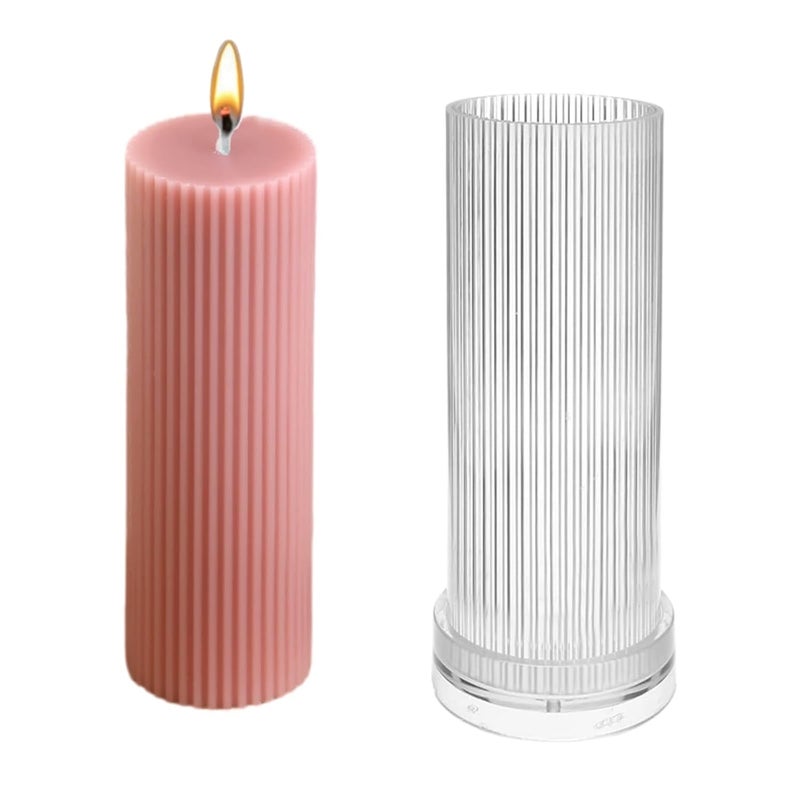 SOFTCREATO Polo Striped Pillar Candle Mold I Long Rod Cylinder Acrylic Candlestick Wax Mould I for DIY Handmade Cake Dcor Aromatherapy Candles Making Home Wedding Party Decoration 5 X 15 CM