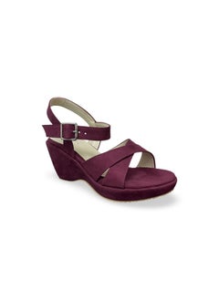 Vbranda Elegant Suede Wedge Sandal W-7-MAROON  - Image 2