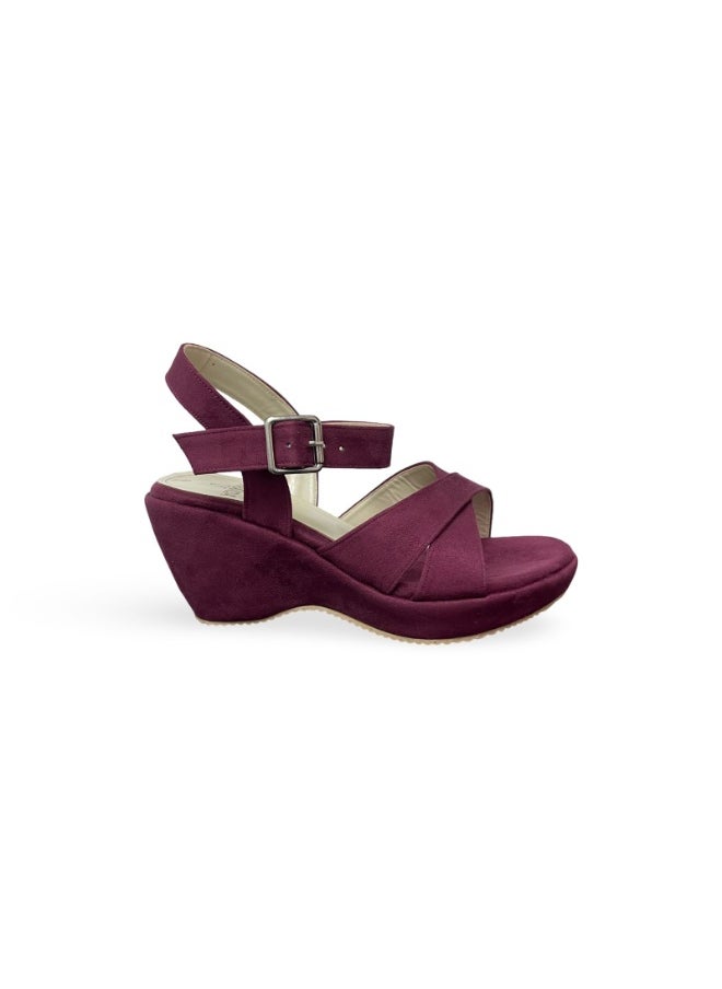 Vbranda Elegant Suede Wedge Sandal W-7-MAROON  - Image 2