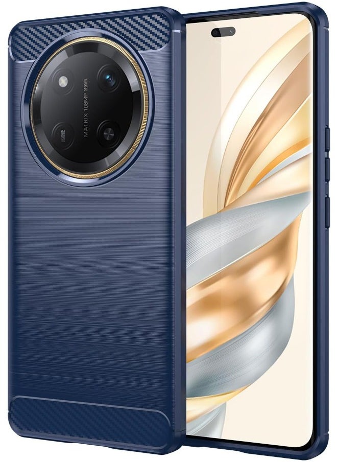 RUGGED SHIELD Honor X9C Case, Brushed Carbon Fiber Texture, Flexible TPU Shockproof Protection Bumper Phone Case, Slim Case Cover for Honor X9C 5G 6.78 inch, Blue  - Image 1