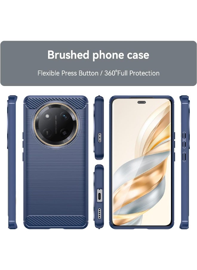 RUGGED SHIELD Honor X9C Case, Brushed Carbon Fiber Texture, Flexible TPU Shockproof Protection Bumper Phone Case, Slim Case Cover for Honor X9C 5G 6.78 inch, Blue  - Image 2