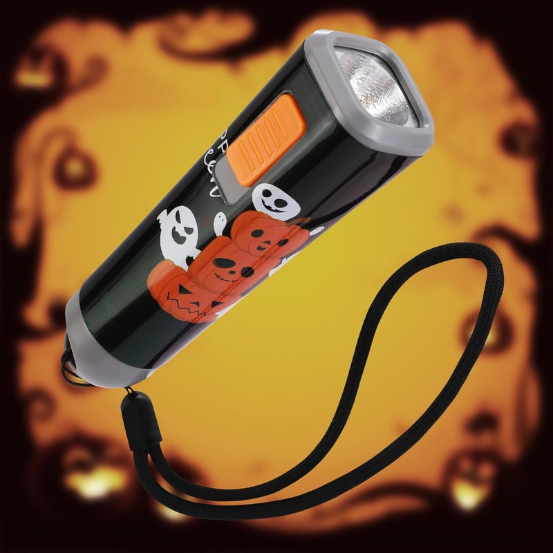 EverBrite Halloween Flashlights Halloween Gifts, Small LED Flash Light Handheld Torch with Lanyard 3AAA Battery Included, 1 Pack-Black - Image 1